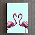Two Pink Flamingos Facing Each Other Animal Painting With Light Blue Background