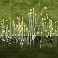 Outdoor Lights with Slender Poles and Round Glowing Orbs Illuminate Dark Background Bright Night Landscape