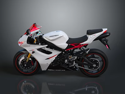 Sporty Suzuki Motorcycle With White Body Red Accents And Black Seat 3d model