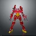 Red And Yellow Cosmic Robot With Mechanical Structure For Space Exploration