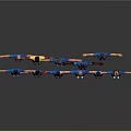 Game Movie Characters In Blue Uniforms Standing As Team With Arms Outstretched
