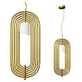 Modern Golden Circular Design Chandeliers With White Shade In Two Different Sizes