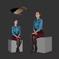 Woman Beauty Figure Sitting Posture Model Chandelier 3d model