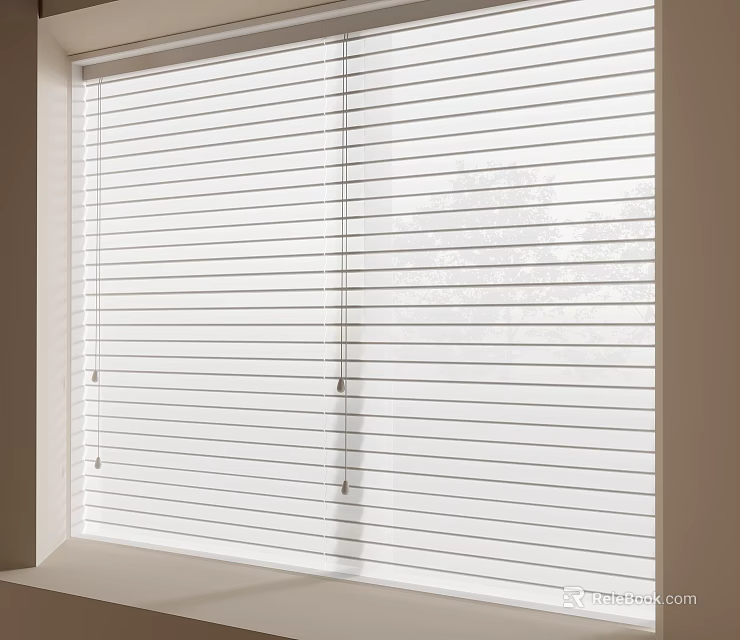 White Window Blinds For Home Interior With Light Filtering Design And Modern Style 3d model