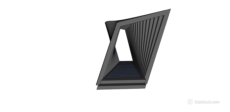 Modern Pergola Design Featuring Angled Structure Vertical Slats And Geometric Shape 3d model 