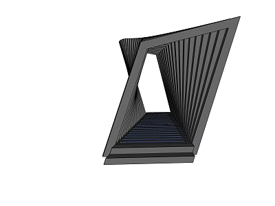 Modern Pergola Design Featuring Angled Structure Vertical Slats And Geometric Shape 3d model