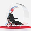 Modern Transparent Semicircle Display Structure With Black Red Components And Red Base Platform 3d model