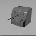 Gray Armored Weapon Turret With Long Gun Barrel And Observation Windows 3d model