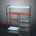 Modern Storage Shelf With Metal Frame Wooden Shelves Wire Baskets And Wheels
