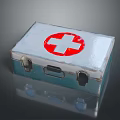 Portable Medical First Aid Kit With Red Cross Symbol And Metal Case Design