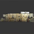 Old Stone Building Model With Damaged Walls Archways Multiple Windows And Doors