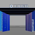Blue Event Entrance Design With LOGO on Top and Welcome Street Heart Beat Text