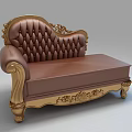 Ornate Carved Golden Frame Luxury European Chaise Lounge With Soft Upholstered Seats