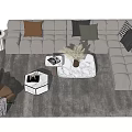 Modern sofa coffee table combination 3d model