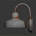 Vintage Industrial Metal Wall Lamp With Silver Shade Rusted Curved Arm And Round Base