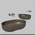Two Modern Brown Washbasins With Sleek Design And Silver Faucets 3d model
