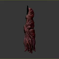 Fantasy Creature Character With Red Pink Body Tentacle Limbs And Black Spiked Top