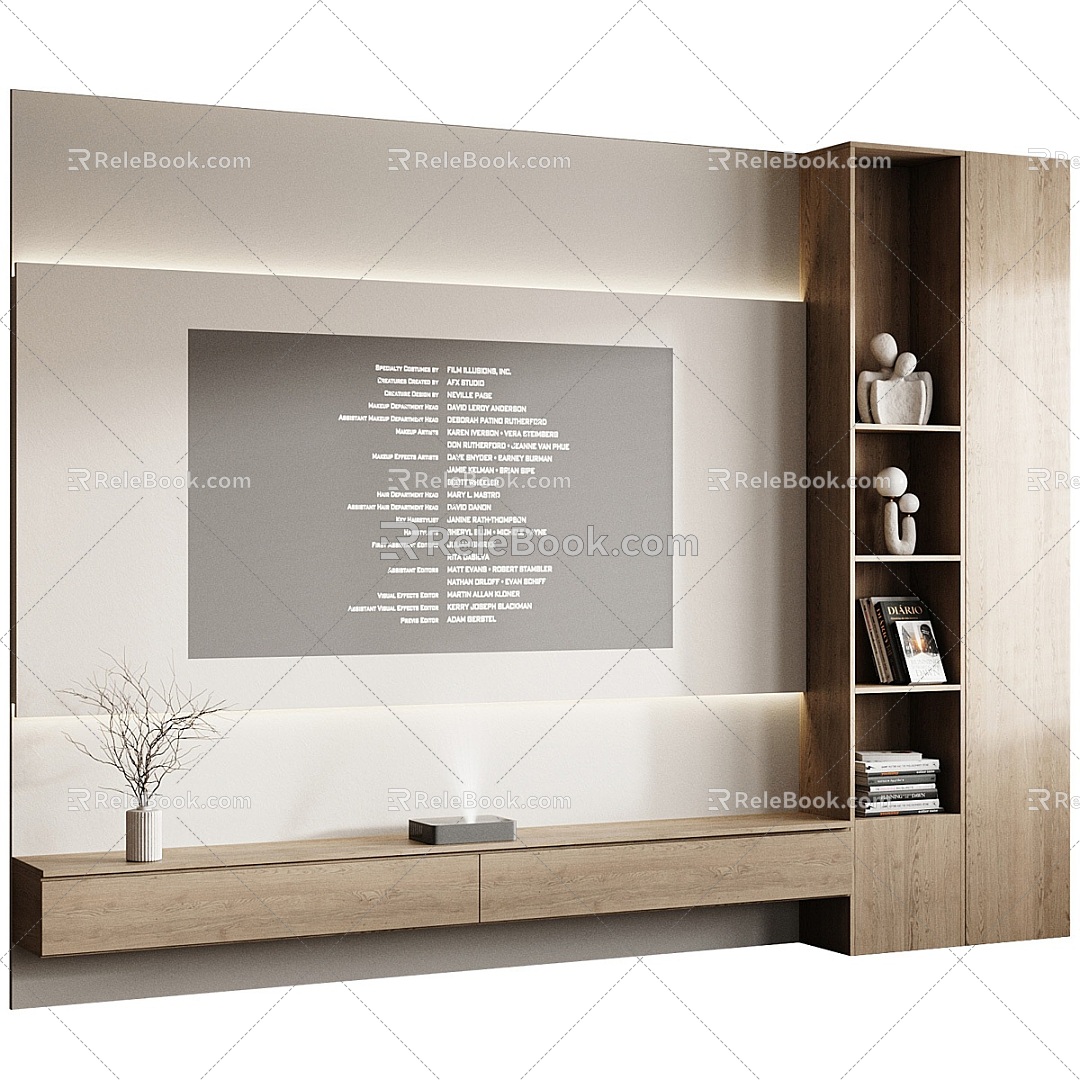 Modern TV background wall 3d model