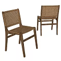 Natural Rattan Dining Chairs With Wooden Frame And Simple Design