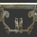 Ornate Decorative Table With Gold Carved Legs And White Glass Top