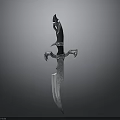 Ornate Decorative Dagger With Intricate Handle And Textured Blade Design