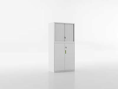 White Modern Book Cabinet with Upper and Lower Doors for Simple Storage Design 3d model