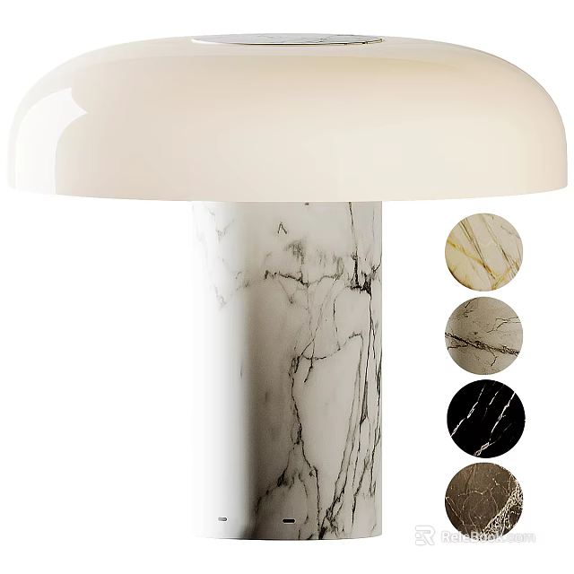 Modern Marble Table Lamp With White Lampshade And Multiple Marble Options 3d model 