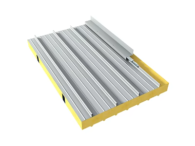 High Quality Composite Corrugated Metal Panel With Yellow Edge For Construction 3d model