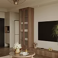 Modern Living and Dining Room Interior With Sofa Coffee Table Wicker Chair and Chandelier