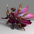 Gorgeous Game Movie Character With Golden Ornaments Pink Purple Petal Wings And Purple Outfit