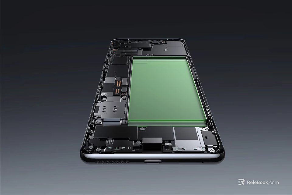 Smartphone Digital Product Internal Structure With Green Battery And Components 3d model 