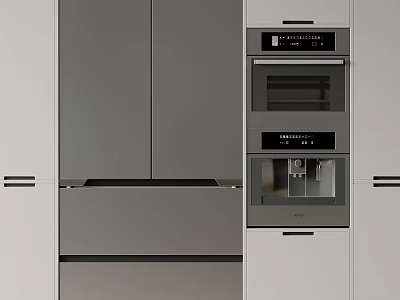 Modern Kitchen Fridge Freezer With Built in Cabinetry And Sleek Interior Design 3d model