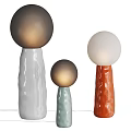 Three Modern Table Lamps With Spherical Shades And Textured Ceramic Bases 3d model