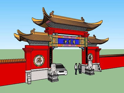 modern temple gate house design temple gate house 3d model