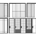 Various Modern Glass Sliding Door Designs With Different Frame Styles and Panel Patterns 3d model