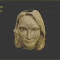 Woman's Head Sculpture With Long Hair Serene Expression Clay Material Dark Background Top Opening Design