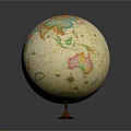 Decorative Ornament Set Featuring Colorful Globe With Wooden Stand For Home Decor