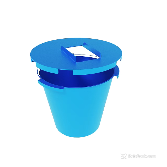 Blue Plastic Trash Bin With Round Top Open Lid And Side Handles Design 3d model