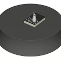 Round Gray Coffee Table Featuring Smooth Surface And Square ELK PROD Object With White Decor 3d model