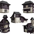 Traditional Wooden Architecture With Tile Roof Arched Doors And Multi Layer Design