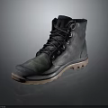 High Top Leather Boots With Dark Textured Upper Brown Sole And Laces