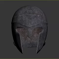 Vintage Metal Helmet Sculpture Carving with Intricate Textured Surface and Classic Design