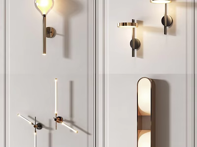 Modern Wall Lamps With Sleek Metal Structure And Diverse Light Shade Designs 3d model