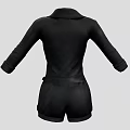 Stylish Black Collared Playsuit With Chest Pockets Button Front And Waist Belt