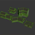 Traditional Chinese Architecture Models With Grey Tile Roofs Overhanging Eaves And Wooden Courtyard Structures