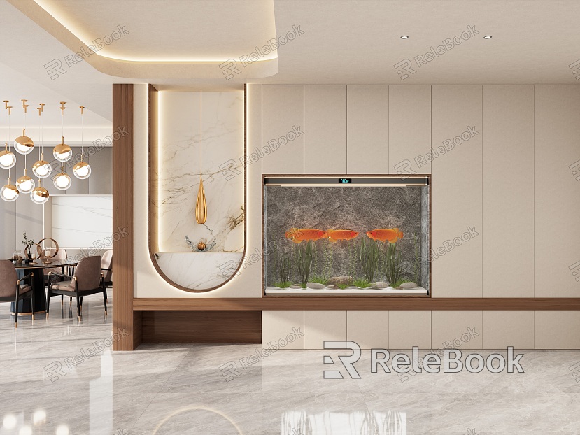 Cream Antique Light Luxury Small Dongtian Home Partition Fish Tank Entrance model