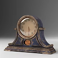 Vintage Wooden Mantel Clock With Round Dial And Carved Base Details