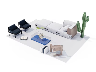 Modern sofa coffee table combination 3d model