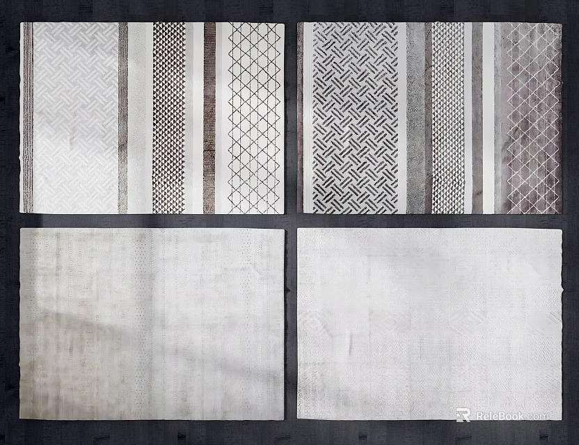 Square Rugs With Various Patterned Textures And Neutral Tone Design Options 3d model