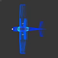 Blue Airplane Model with Black and Yellow Wings and Tail Design